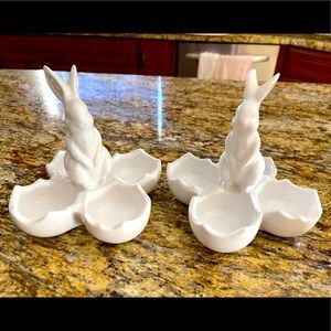 Easter Bunny Rabbit Ceramic Egg Holder (Set of 2)